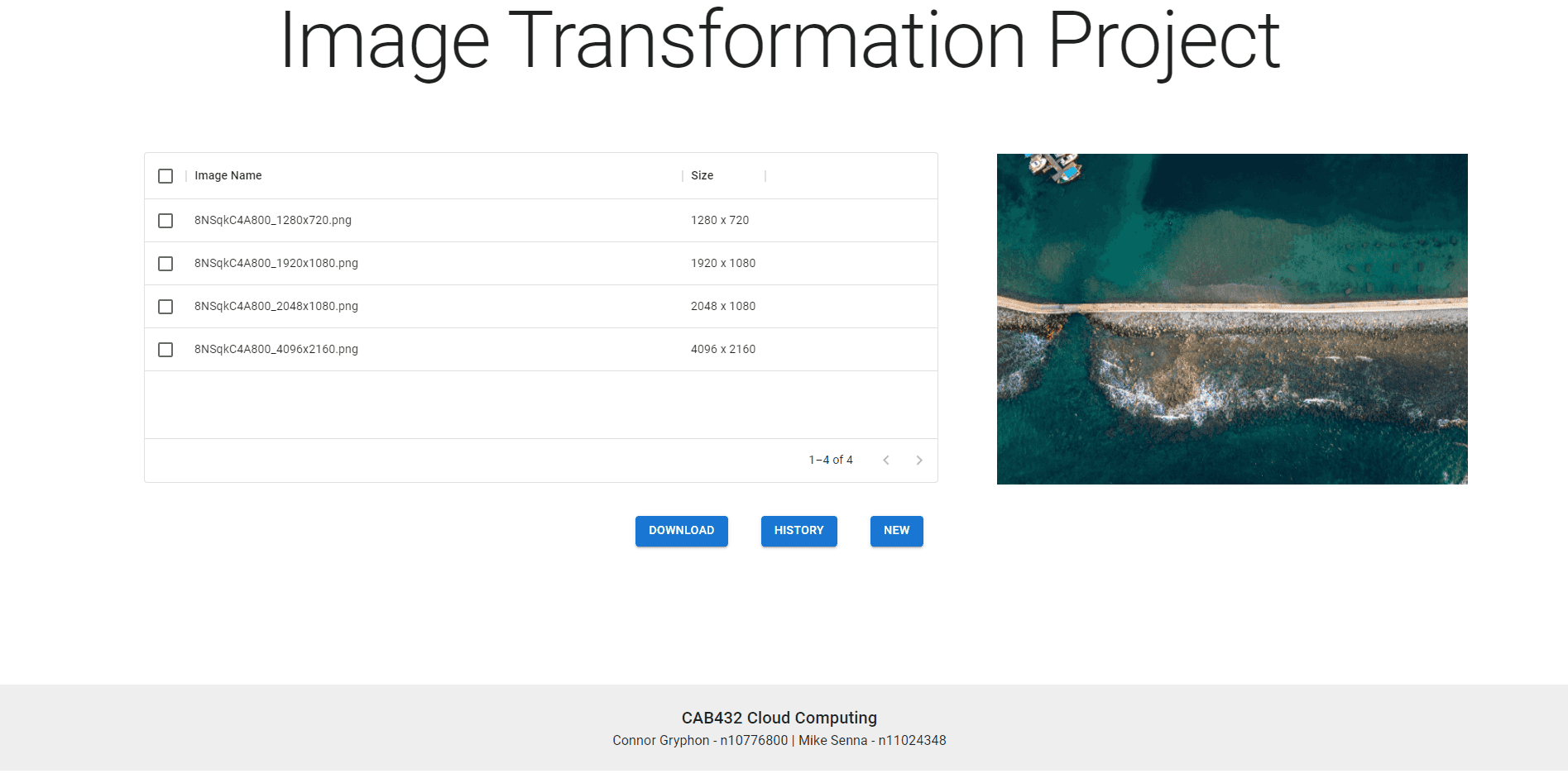 Picture of image transformation project screen.